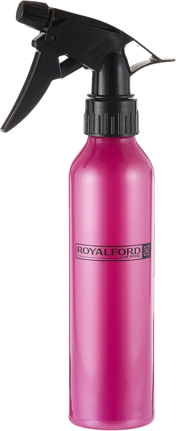 royalford spray bottles empty aluminized plastic spray bottles trigger sprayer for cleaning, gardening, feeding, pink, 250 ml, plastic