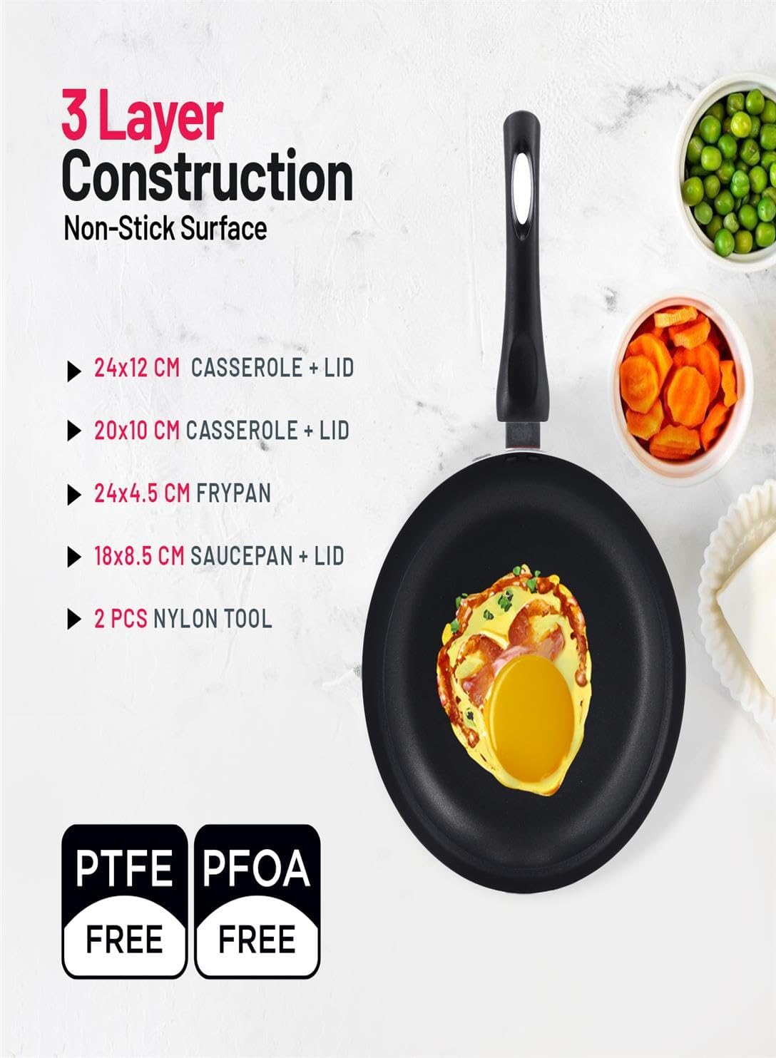 delcasa non stick cookware set 9 pieces