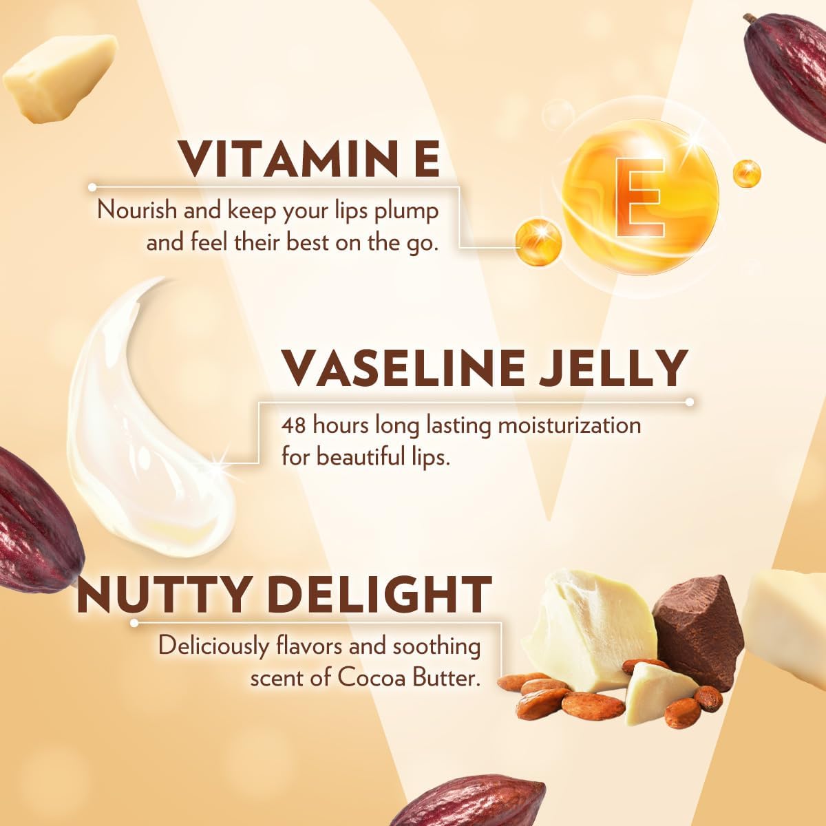 vaseline lip therapy cocoa butter lip balm with pure jelly| cocoa butter & shea butter for soft & glowing lips| nourishes & protects lips| non greasy lip moisturizer for naturally tinted lips| 4.8 gm