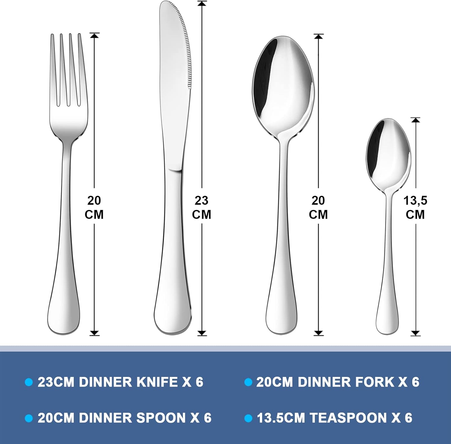 onader cutlery set, stainless steel 24 piece cutlery set for 6 people, flatware silverware set with knife fork spoon, elegant tableware for daily use/christmas, mirror finished. dishwasher safe