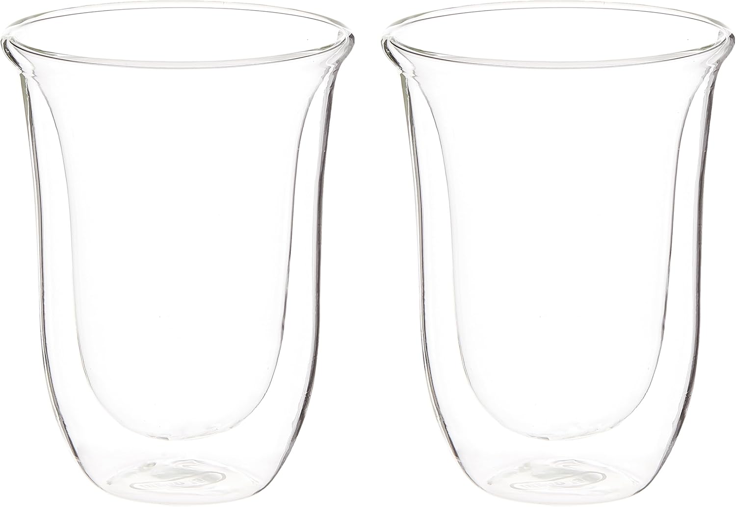 de'longhi latte macchiato glasses set of 2, 330ml, dual wall hand blown borosilicate glass, thermal insulated, comfortable, dishwasher and microwave safe dlsc312