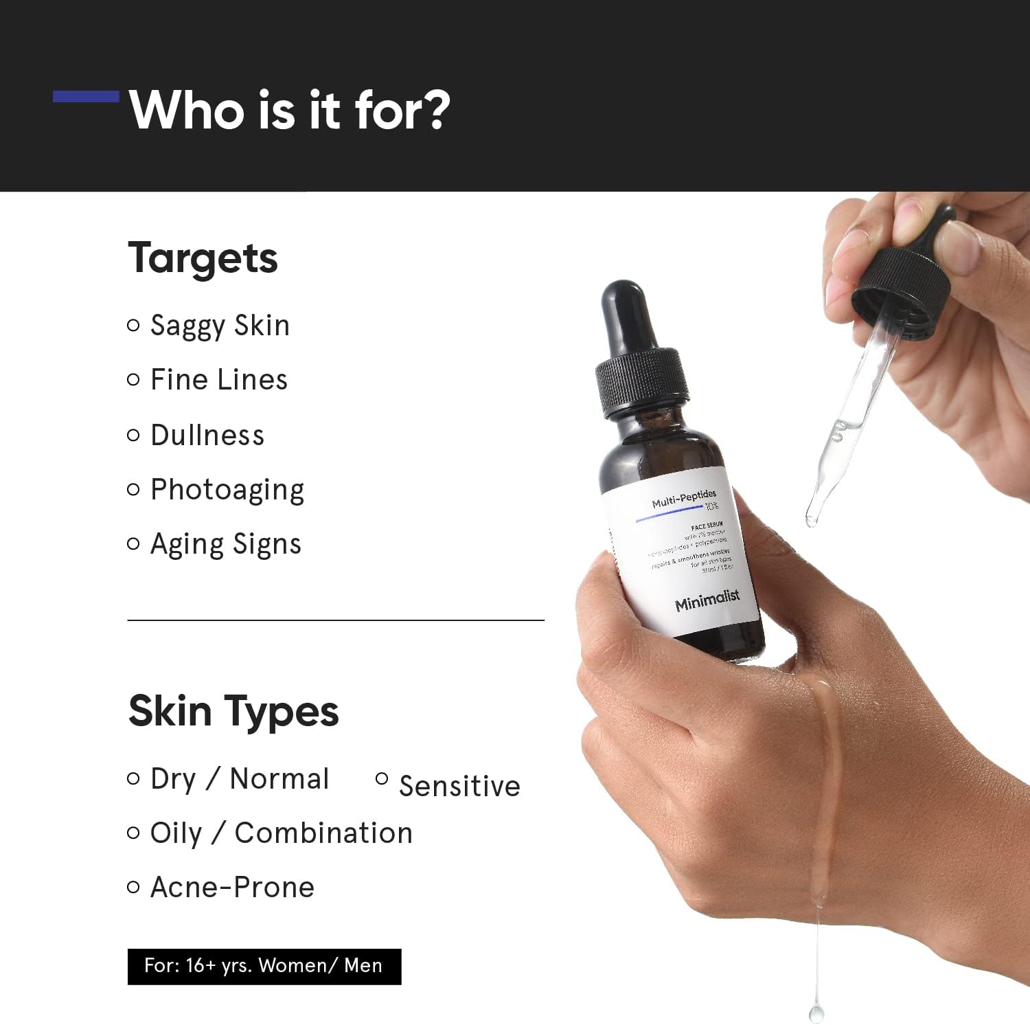 minimalist multi peptides serum for anti aging & collagen boosting | face serum with 7% matrixyl 3000 & 3% bio placenta for firmer younger looking skin | 30ml