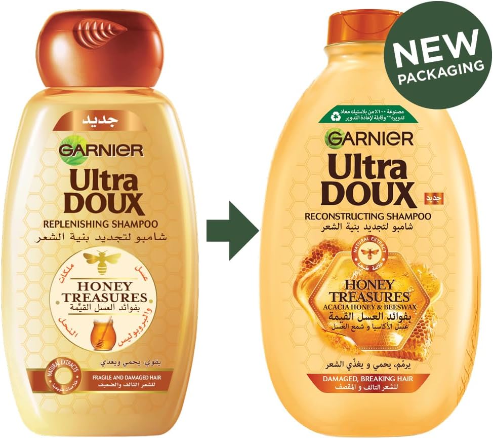 garnier ultra doux honey treasures shampoo, 400 ml, pack of 2