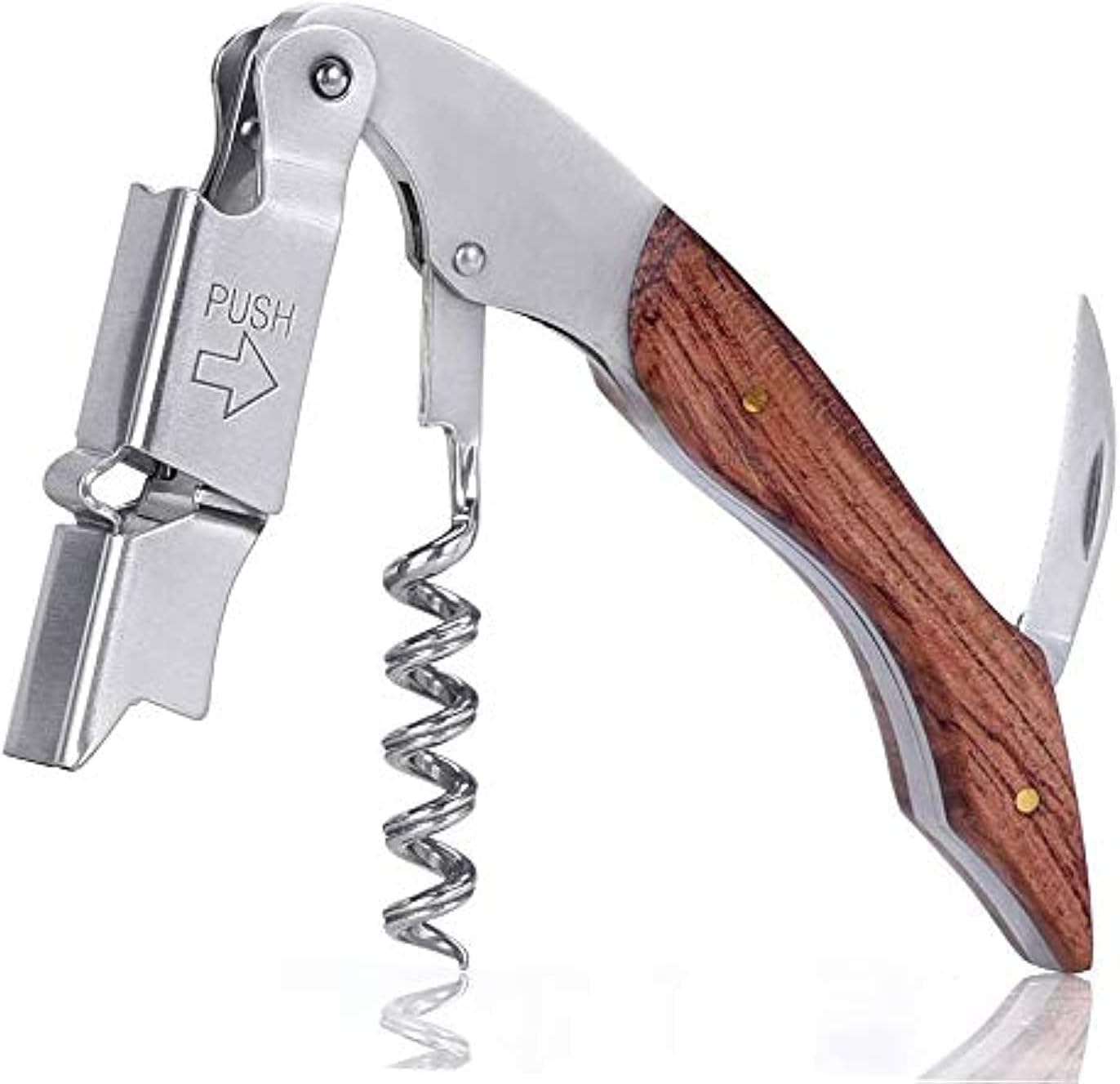 u hoome wine opener professional all in one waiters corkscrew vintage wine bottle opener and foil cutter with a comfortable rosewood handle for sommeliers, waiters and bartenders