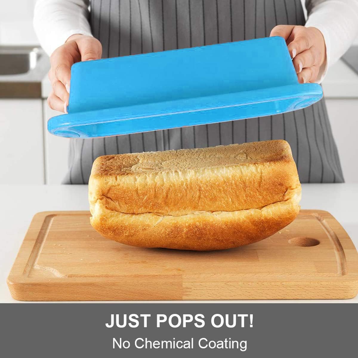 u hoome bread loaf pan, 8.9" x 3.7" silicone cake pan non stick baking mould perfect for cake microwave dishwasher safe blue