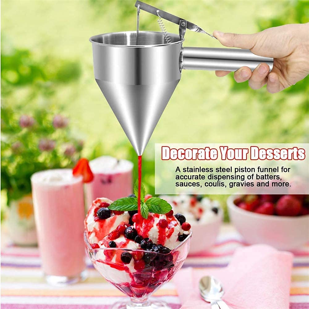 ewinner stainless steel donut, cupcake batter dispenser funnel (silver)