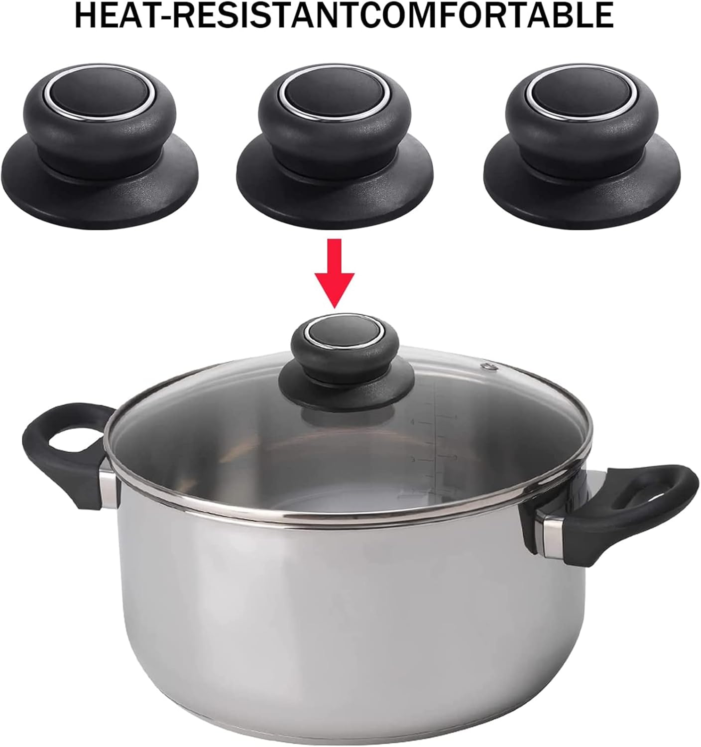 4pcs universal pot lid top replacement knob, silicone glass saucepan casserole kettle cover knobs, kitchen cookware universal replacement pan lid holding handle