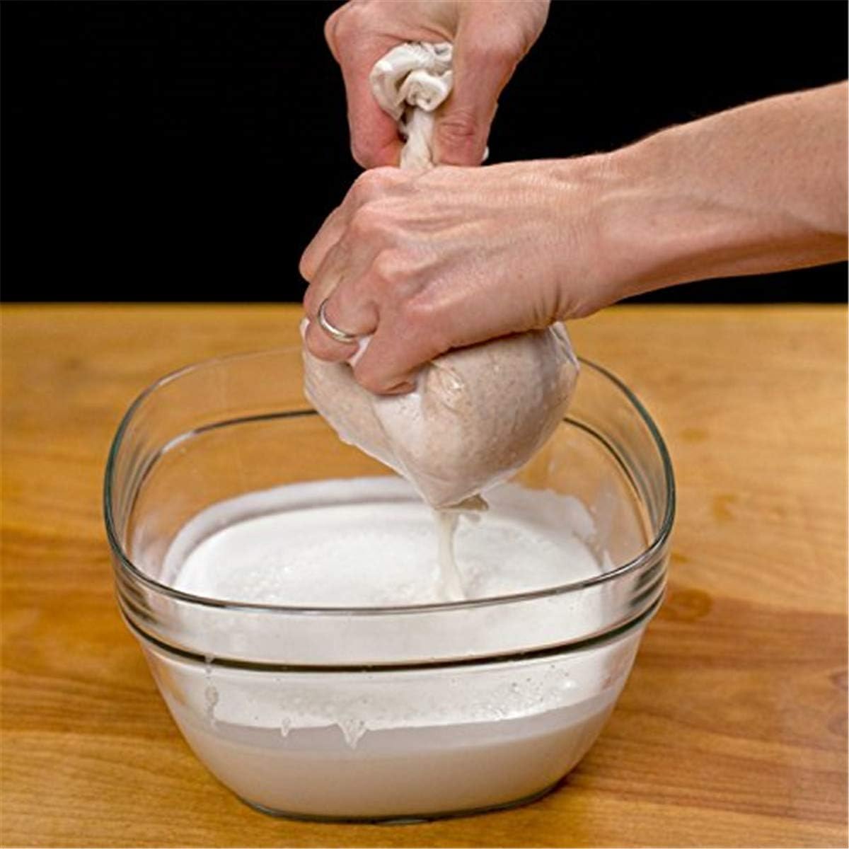 leroro 2 pcs pro quality nut milk bag big 12x12 commercial grade reusable almond milk bag & all purpose food strainer fine mesh nylon cheesecloth & cold brew coffee filter