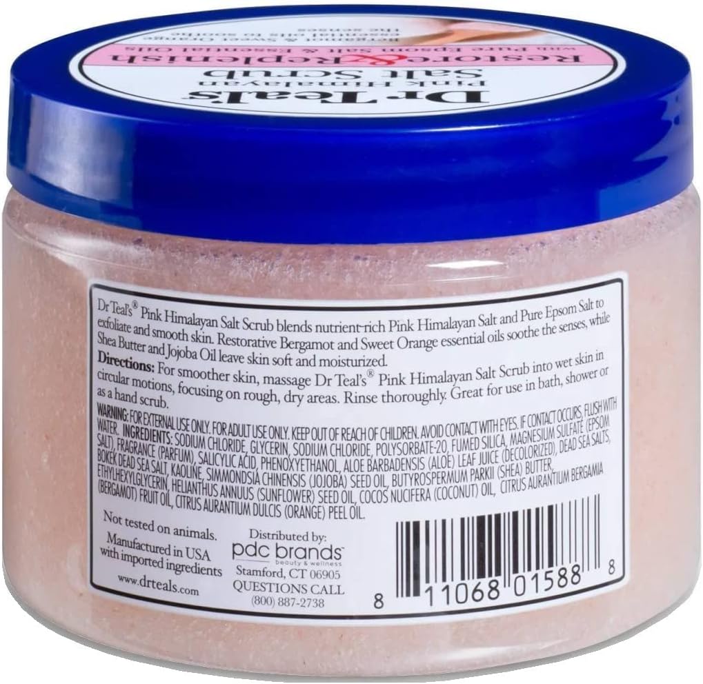 dr. teal's epsom salt body scrub pink himalayan, 454 gm
