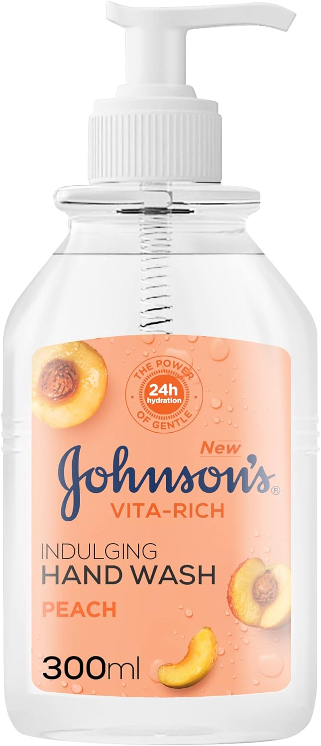 johnson's vita rich, indulging hand wash, peach, 300ml