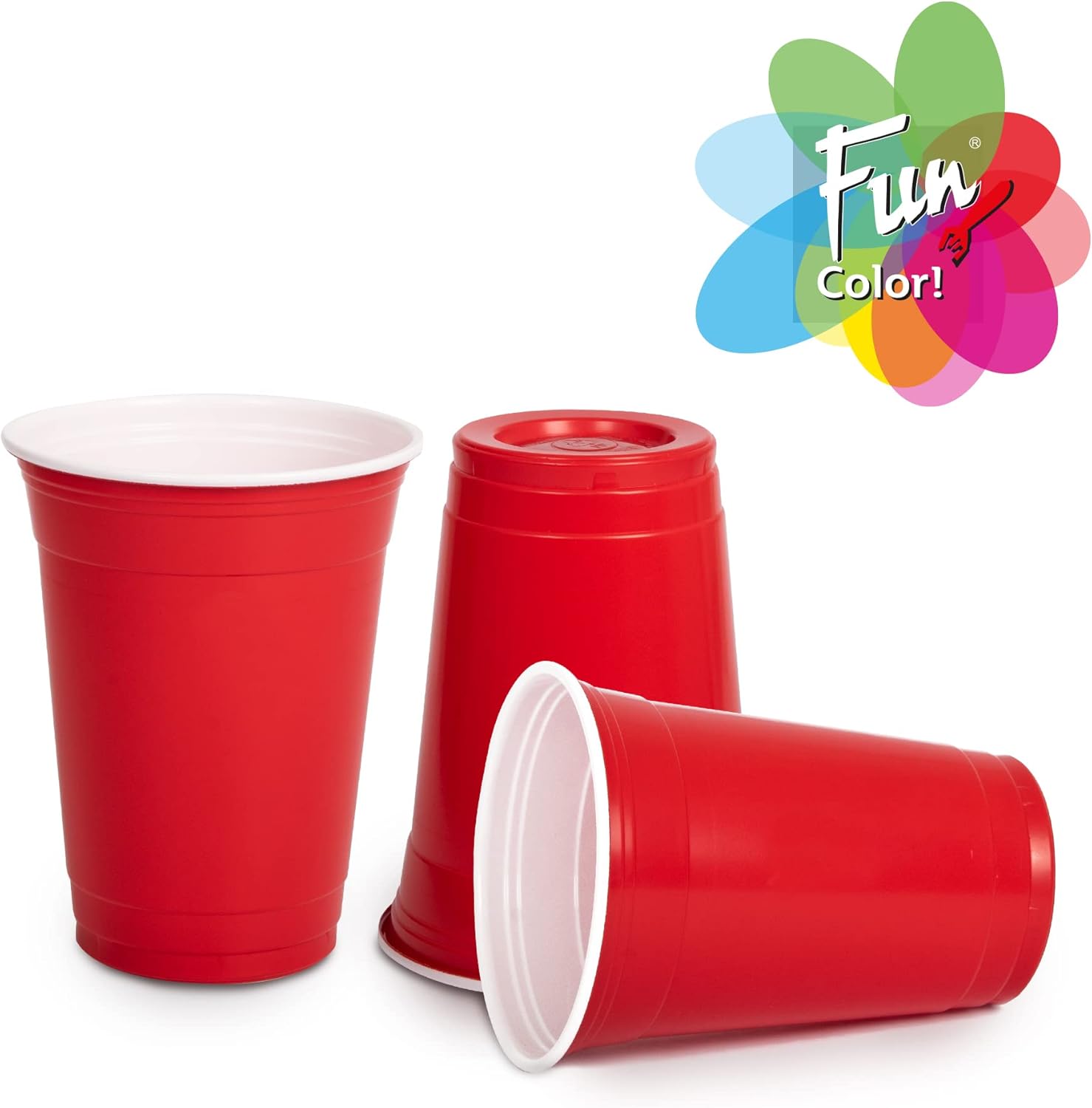 fun by al bayader فن plastic party cups 16oz red plastic cups sturdy red plastic party cups birthday party cups for all occasions, 475ml cups 25pieces