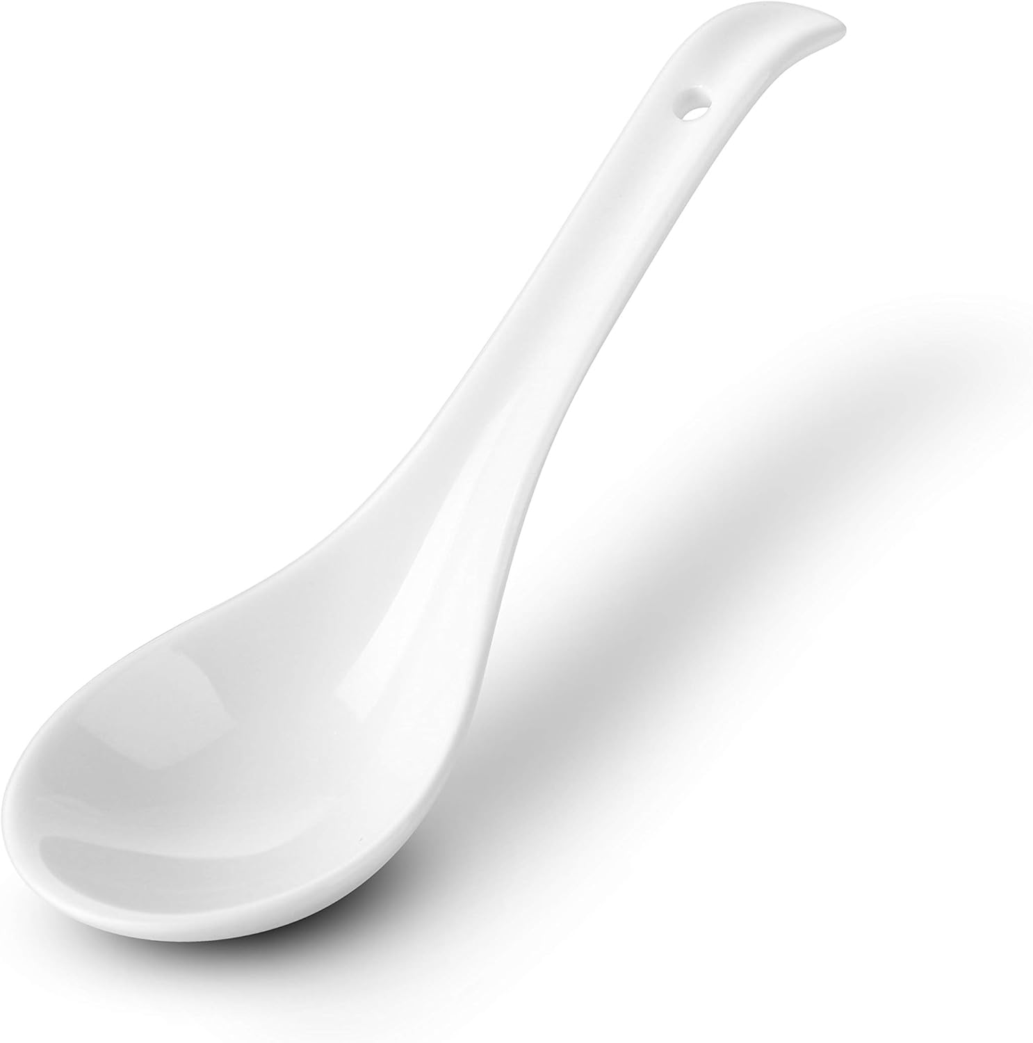 dowan bone china asian soup spoons set with hook, dessert spoons, 6.75 inches, set of 6