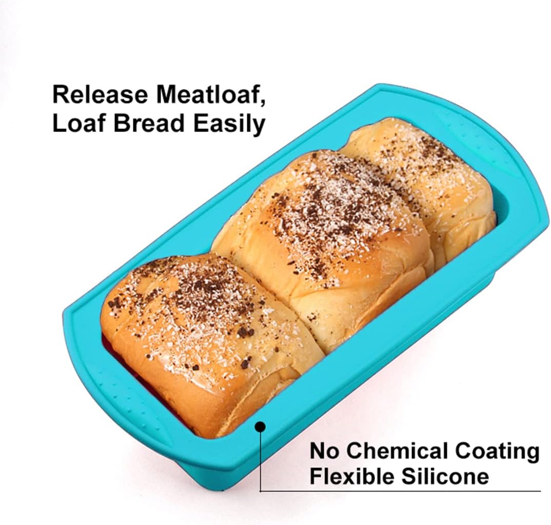 u hoome bread loaf pan, 8.9" x 3.7" silicone cake pan non stick baking mould perfect for cake microwave dishwasher safe blue