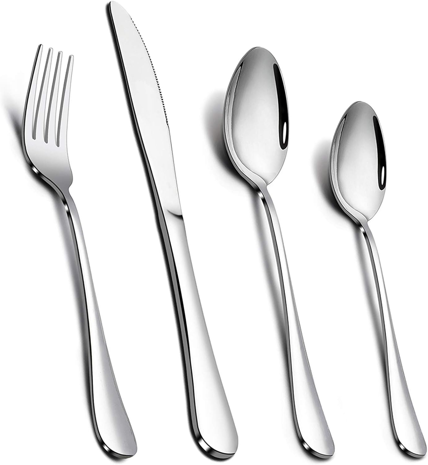 onader cutlery set, stainless steel 24 piece cutlery set for 6 people, flatware silverware set with knife fork spoon, elegant tableware for daily use/christmas, mirror finished. dishwasher safe