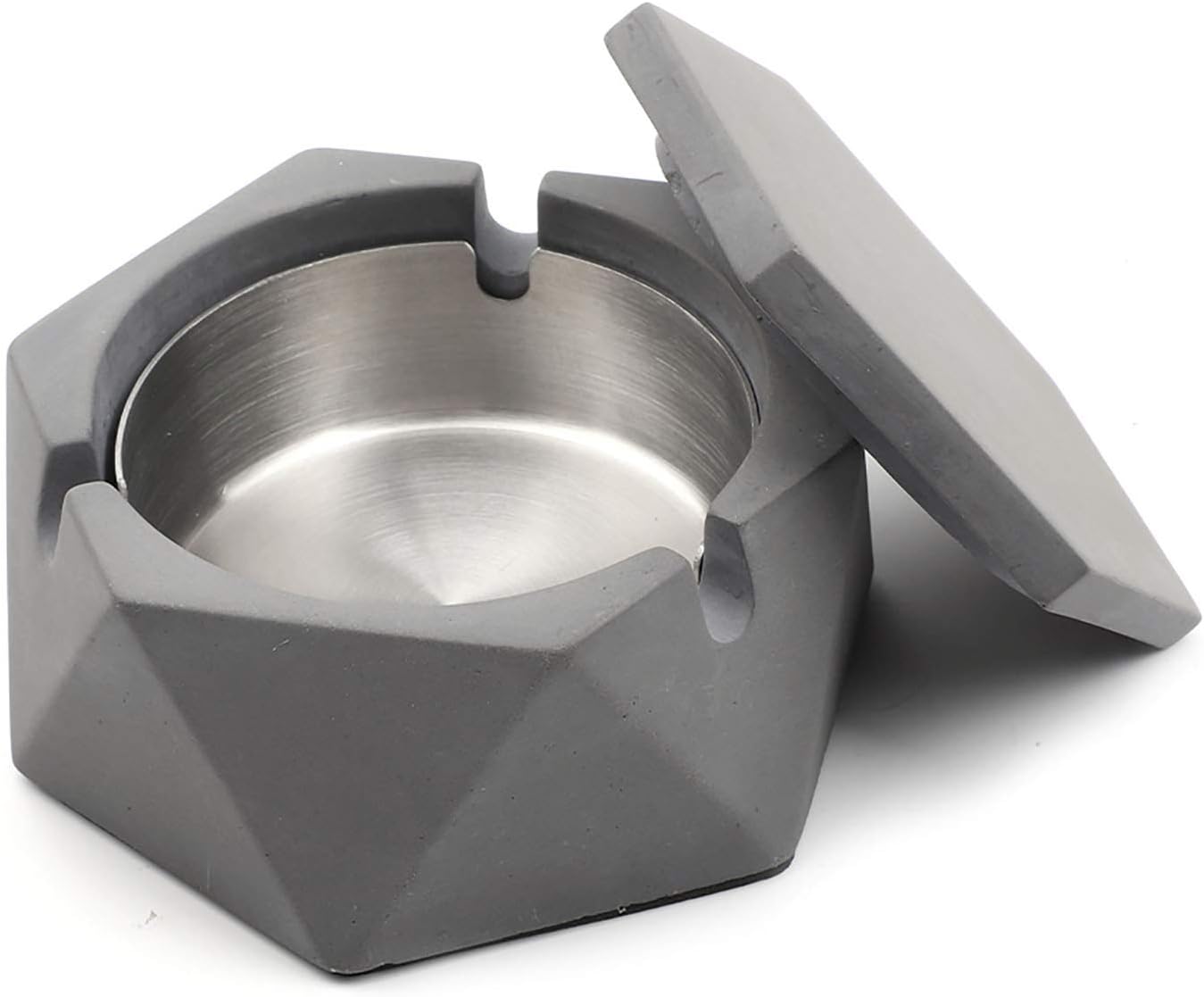 mostfun concrete ashtray with lid geometric cigarette ashtray outdoor ashtray with stainless steel inner tray nordic style