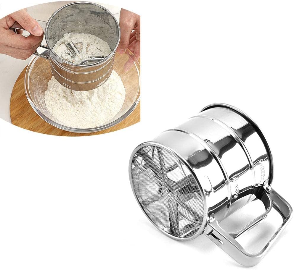 gretal handheld flour shaker sifters stainless steel mesh sieve cup powder flour sieve sugar bake pastry tool hand pressed sifters