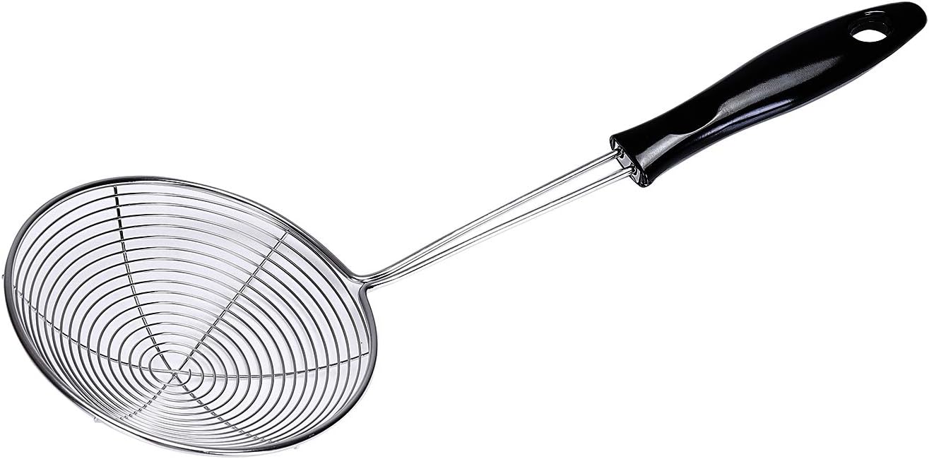 royalford stainless steel skimmer stainless steel wire skimmer spoon with handle for kitchen frying food, pasta, spaghetti, noodle, fries – hot pot net drainer/strainer ladle strimmer – 16.5cm