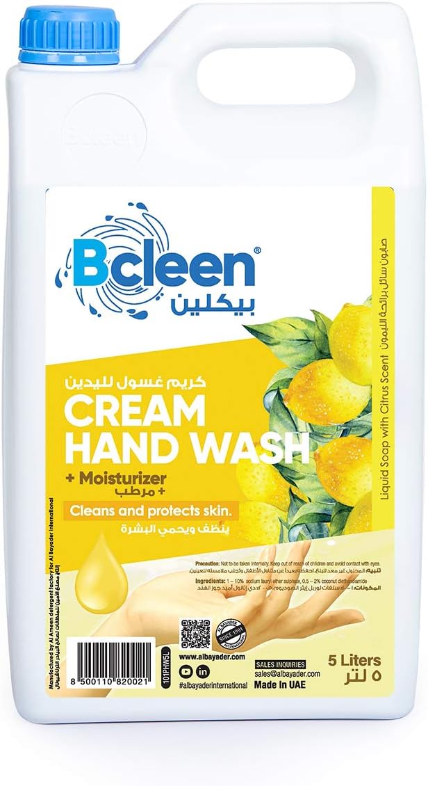 bcleen hand wash soap liquid refill with moisturizering lemon, 5 liter gallon