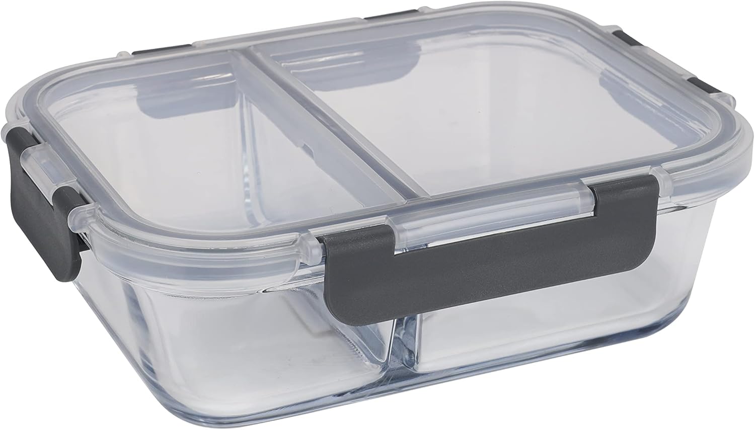 royalford food storage container rf9215 1000ml transparent glass food container reusable, airtight storage box with snap locking lid