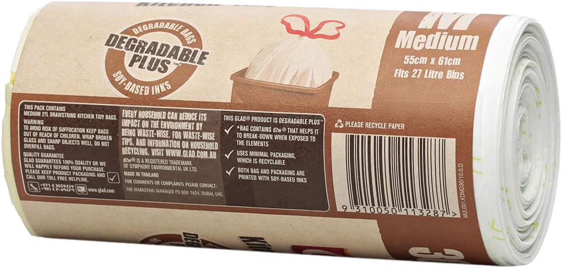 glad kitchen tidy degradable plus medium bags size 55cm x 61cm 30pcs