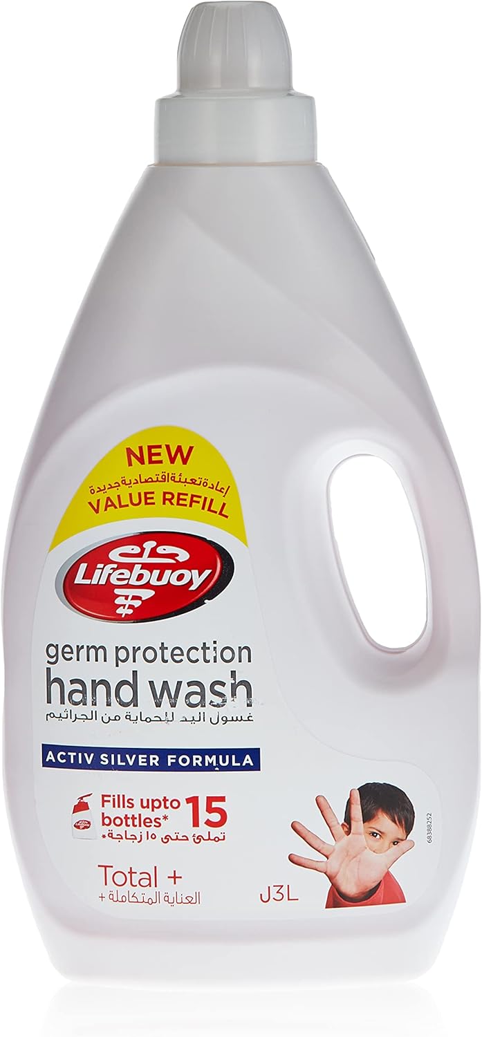 lifebuoy antibacterial liquid soap and hand wash, for hand hygiene, total 10, 100 percent stronger germ protection*, 3000ml