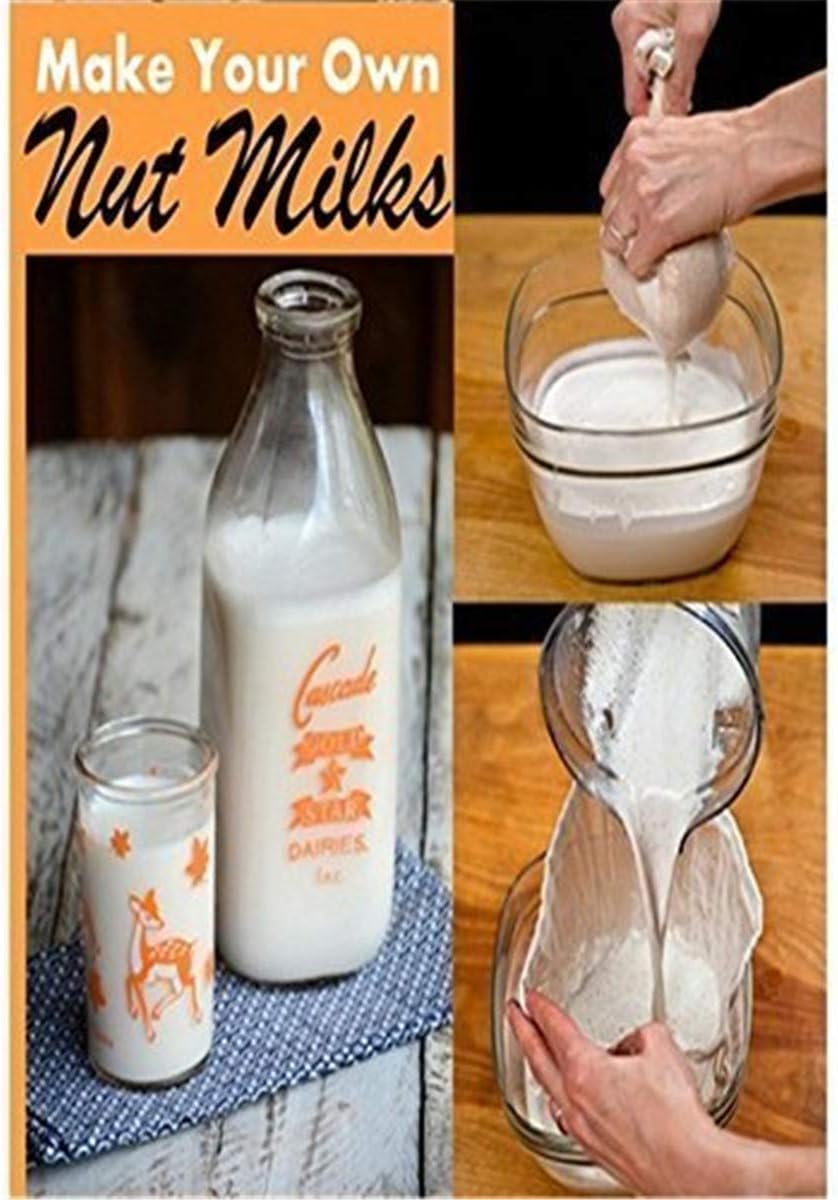 leroro 2 pcs pro quality nut milk bag big 12x12 commercial grade reusable almond milk bag & all purpose food strainer fine mesh nylon cheesecloth & cold brew coffee filter