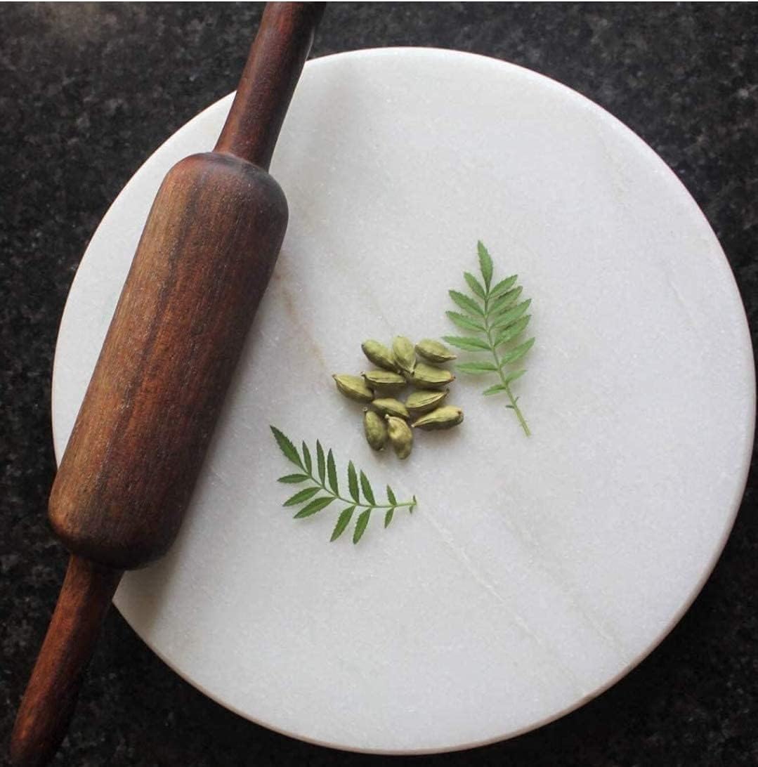 ultimate mart white marble roti roller/chakla belan/rolling pin, 8.5'' inches rolling board and 13 inches rolling pin for pizza base maker, chapati maker, kitchen utesiles