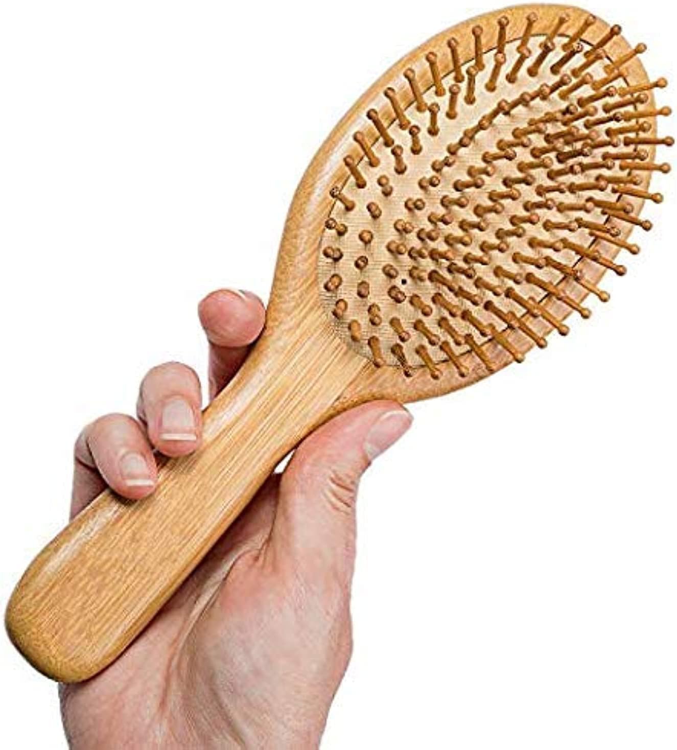 huachi wet hair brush bamboo detangling brush natural wooden paddle organic brush for women men kids scalp massage anti static, reducing hair breakage adding shine