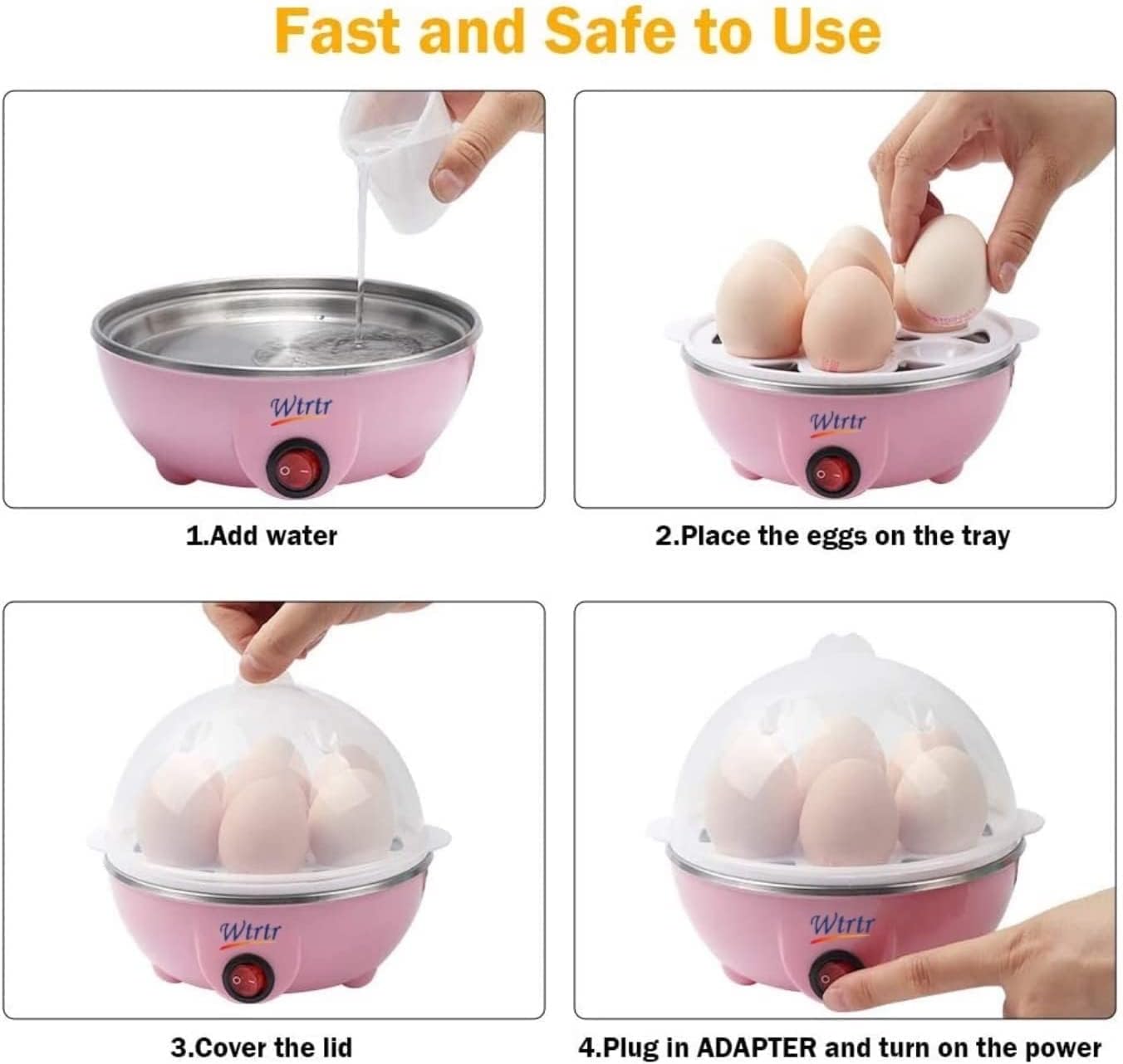 wtrtr egg cooker,multifunctional egg boiler electric, egg steamer maker, egg cooker rapid with auto shut off feature judith.wtr 601 (yellow 1)