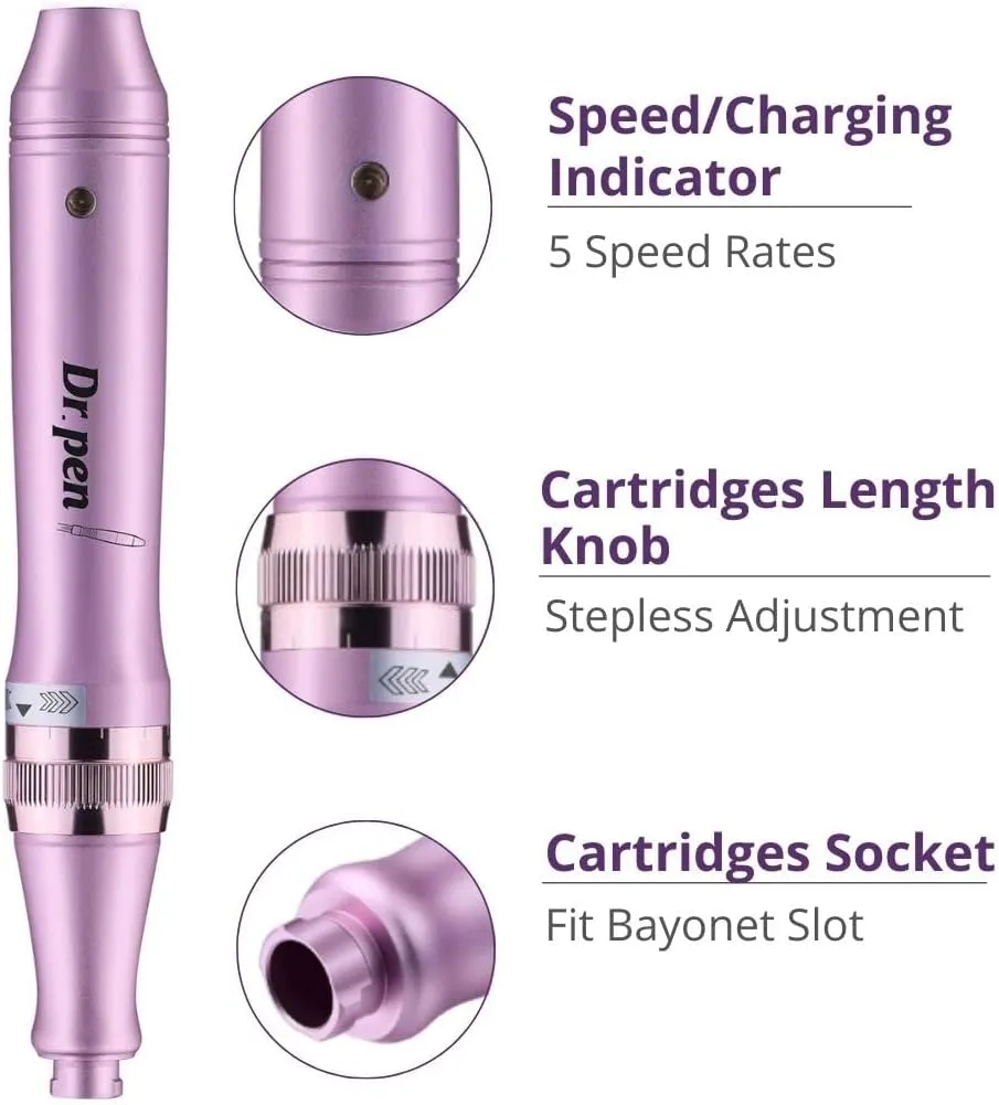 ModiX Dr. Pen Ultima M7 Professional Kit - Authentic Multi-Function Wireless Derma Beauty Pen - Trusty Skin Care Tool Kit - 12pins (0.25mm) х2 + 36pins (0.25mm) х2 + Round Nano (0.25mm) x2 Cartridges