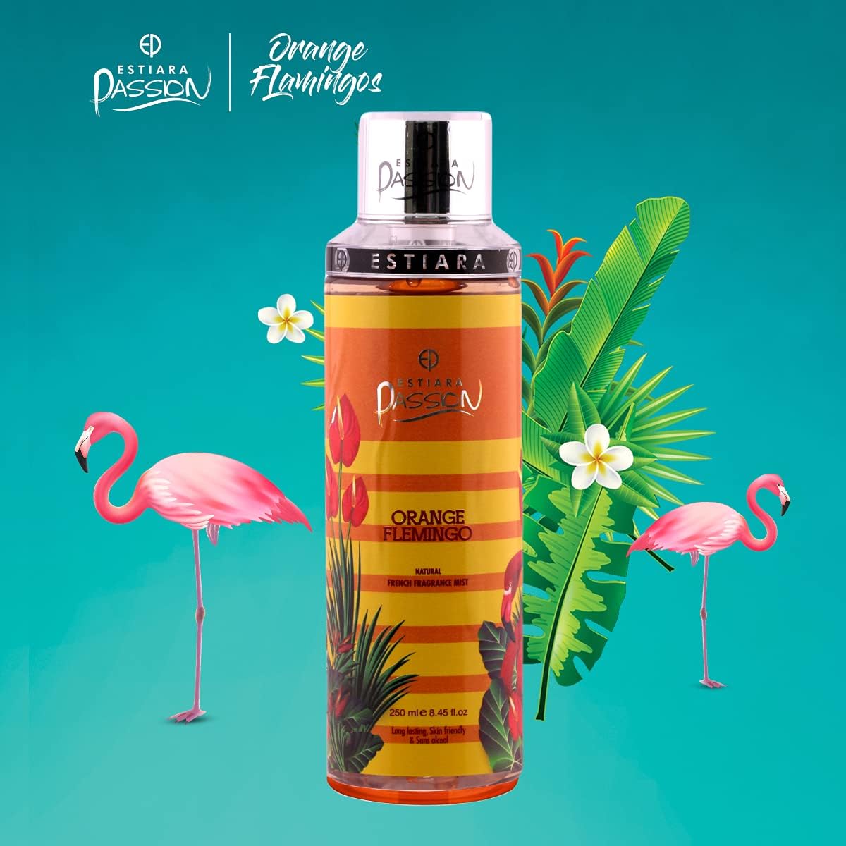 estiara passion orange flamingo bath & body 3 piece gift set for unisex orange flamingo body lotion 350ml orange flamingo shower gel 350ml orange flamingo french fragrance mist 250ml giftset