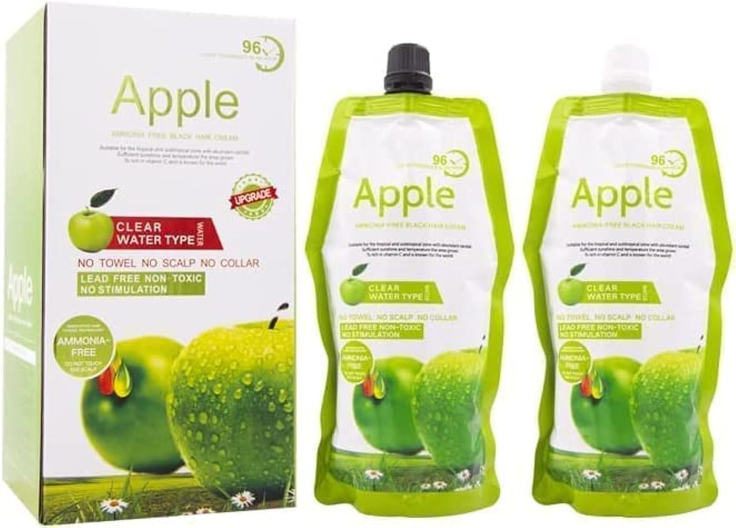 ammonia free apple fruit extract hair dye cream 96h to long lasting color for hair and beard(black)