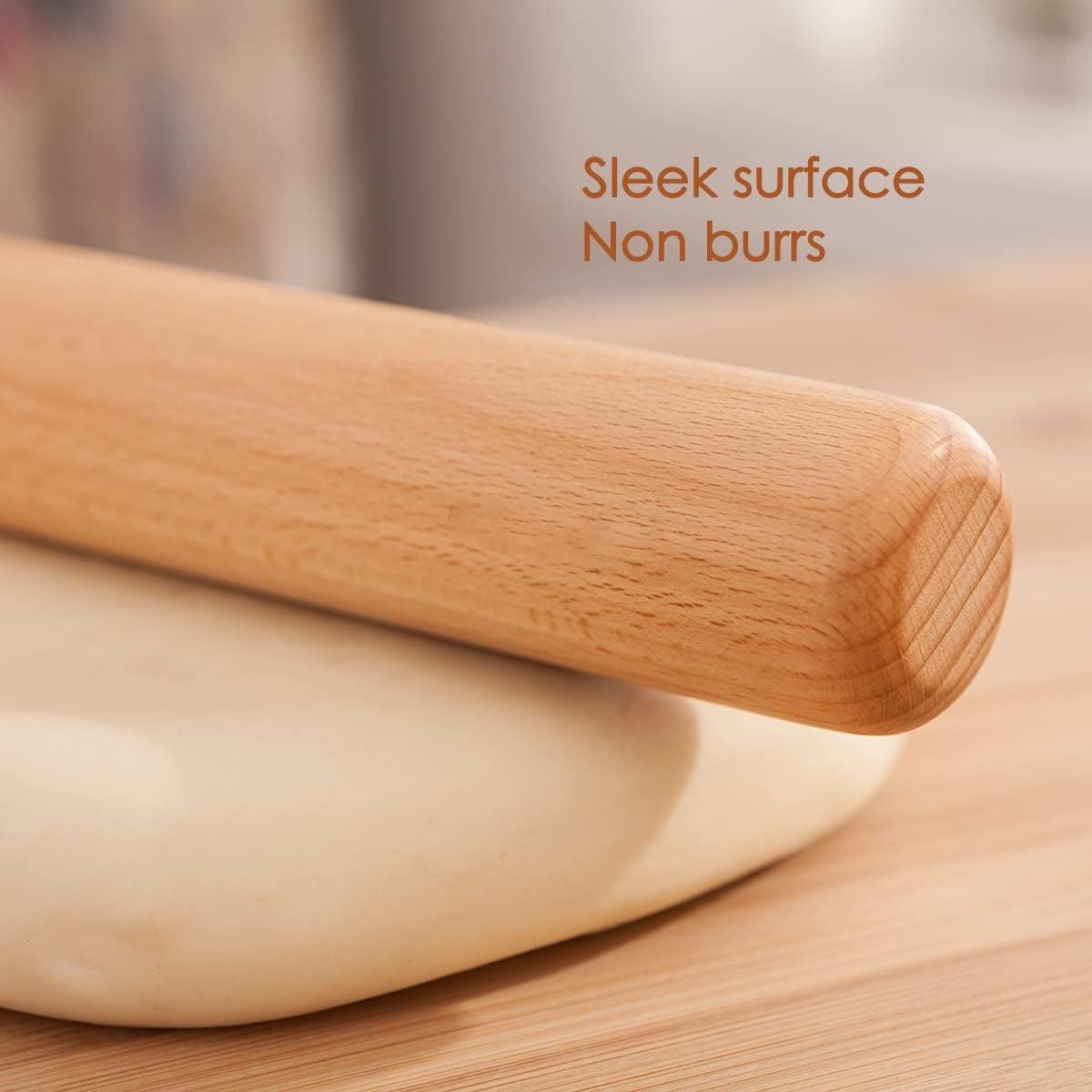 rolling pin, professional dough roller, wooden rolling pin for baking, wood pies, cookies, pastries, pizza, clay, pasta, dumplings, smooth dough roller, basic kitchen gadget, perfect for bakers