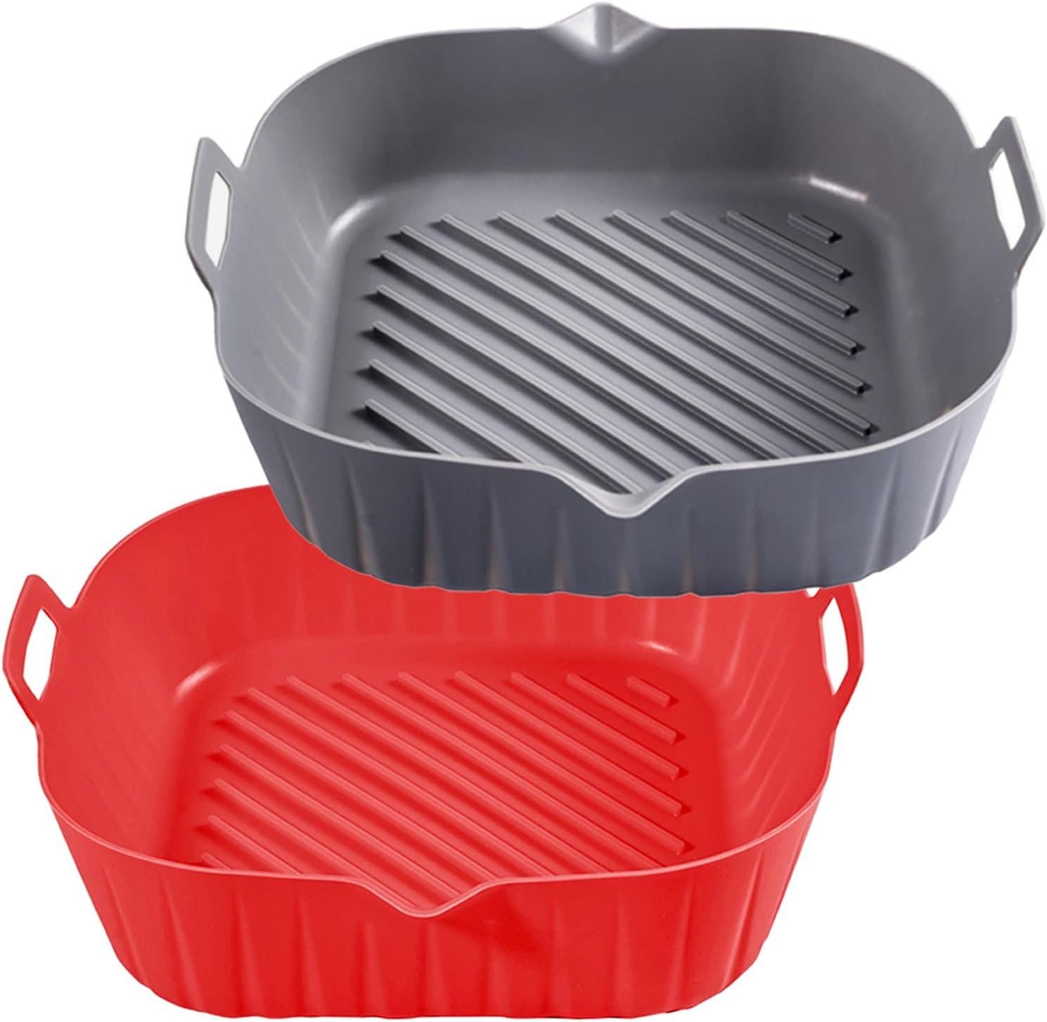 golden associate silicone liners square 8 inches for air fryer, 2 pcs non stick food grade reusable silicone pot baking tray basket bowl oven air fryer accessories, assorted color.