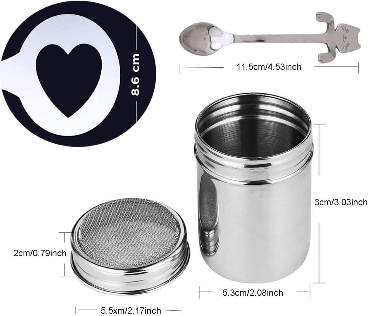 diagtree chocolate shaker cappuccino stainless steel 16 coffee cappuccino latte decorating stencils + cat coffee spoon for cocoa powder cinnamon powder sugar flour coffees