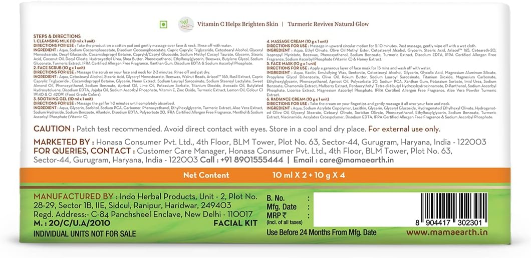 mamaearth vitamin c facial kit with vitamin c & turmeric for skin illumination 60 g