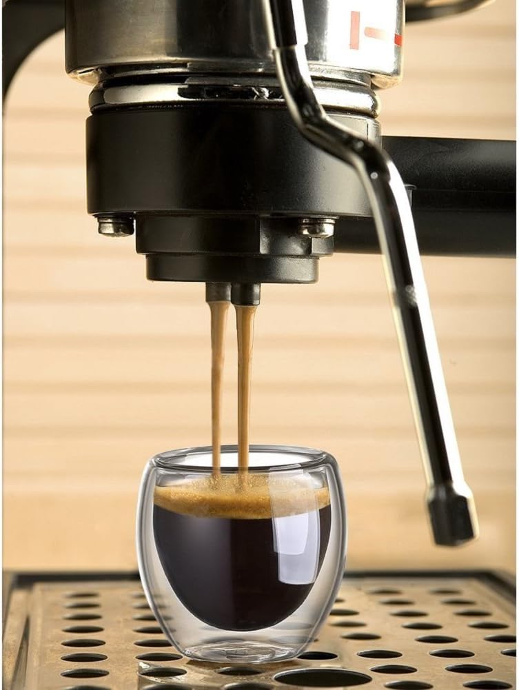 domowin double walled glasses for espresso coffee turkish tea, espresso coffee cups 80 ml set of 4 pcs