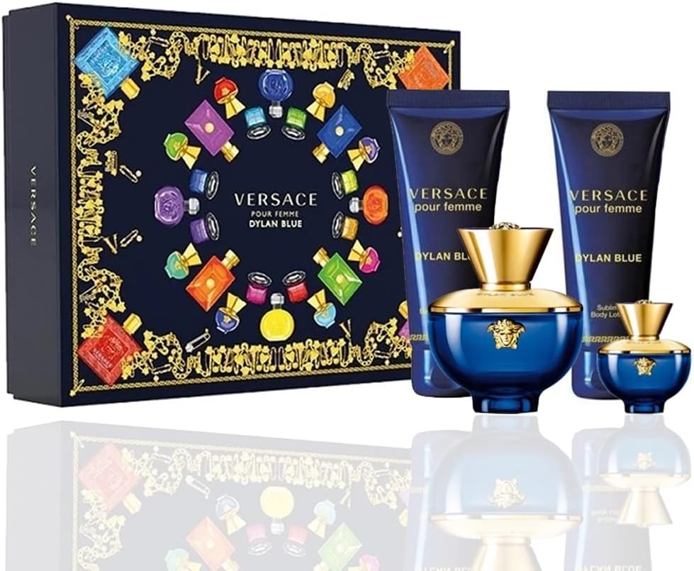 versace pour femme dyaln blue eau de parfum, 100 ml gift set