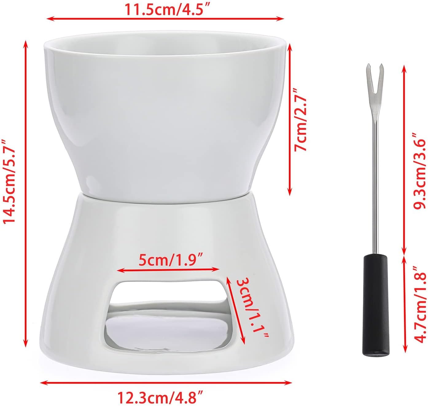 syosi chocolate fondue pot, ceramic chocolate melting pot, candle heating chocolate fondue set with 4 forks diwali for chocolate/cheese/butter/candy, ceramic chocolate melter, diy kitchen tools