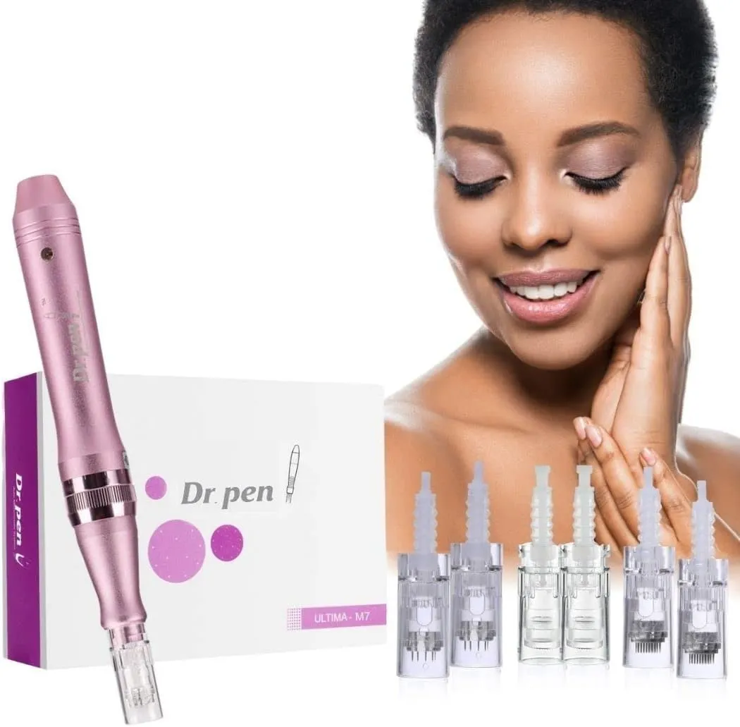 ModiX Dr. Pen Ultima M7 Professional Kit - Authentic Multi-Function Wireless Derma Beauty Pen - Trusty Skin Care Tool Kit - 12pins (0.25mm) х2 + 36pins (0.25mm) х2 + Round Nano (0.25mm) x2 Cartridges
