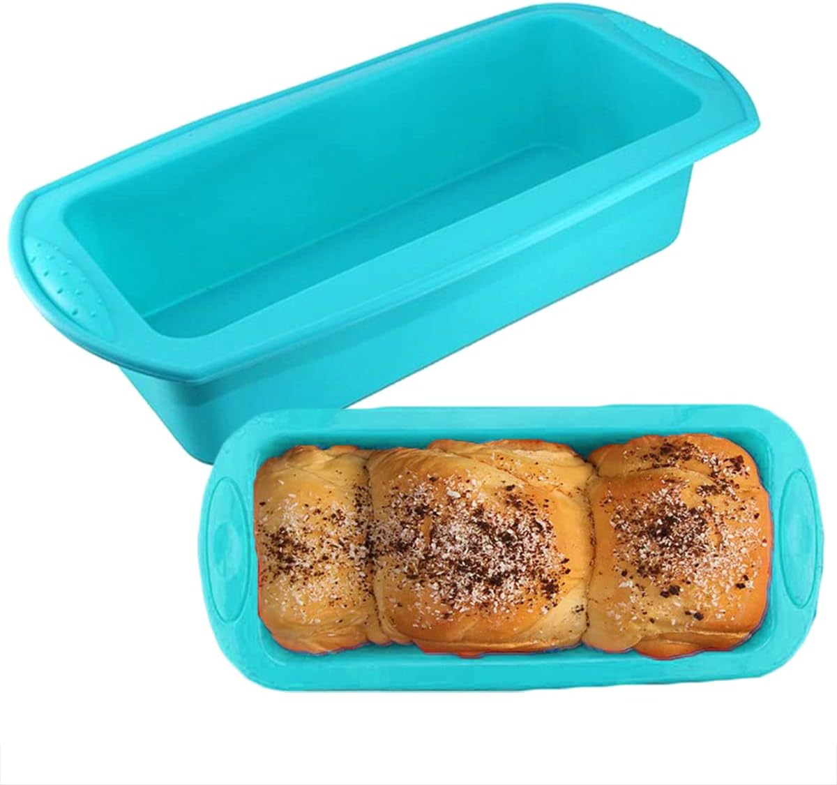 u hoome bread loaf pan, 8.9" x 3.7" silicone cake pan non stick baking mould perfect for cake microwave dishwasher safe blue