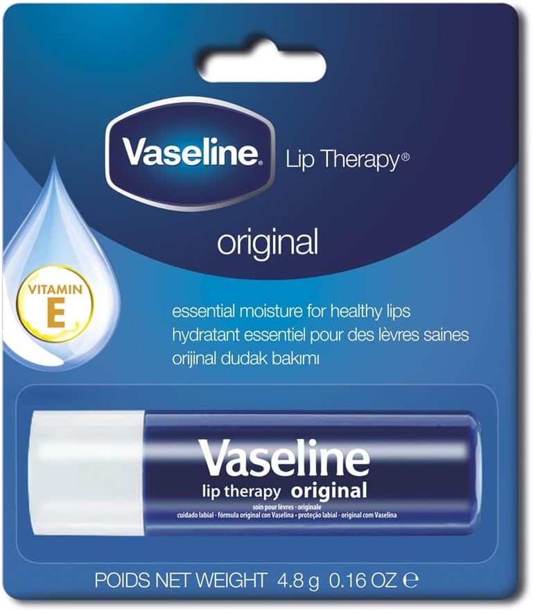 vaseline lip therapy original lip balm with pure jelly & vitamin e for soft & glossy lips| nourishes & protects lips| non greasy lip moisturizer for naturally tinted lips| 4.8 gm