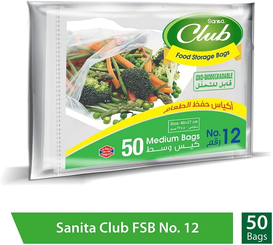 sanita club medium food storage bags 50 pieces