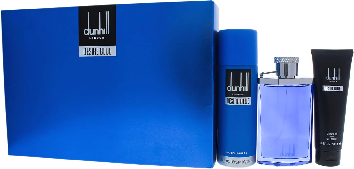 alfred dunhill desire blue 3pc gift set 3.4oz edt spray, 3oz shower gel, 6.oz body spray3 stück