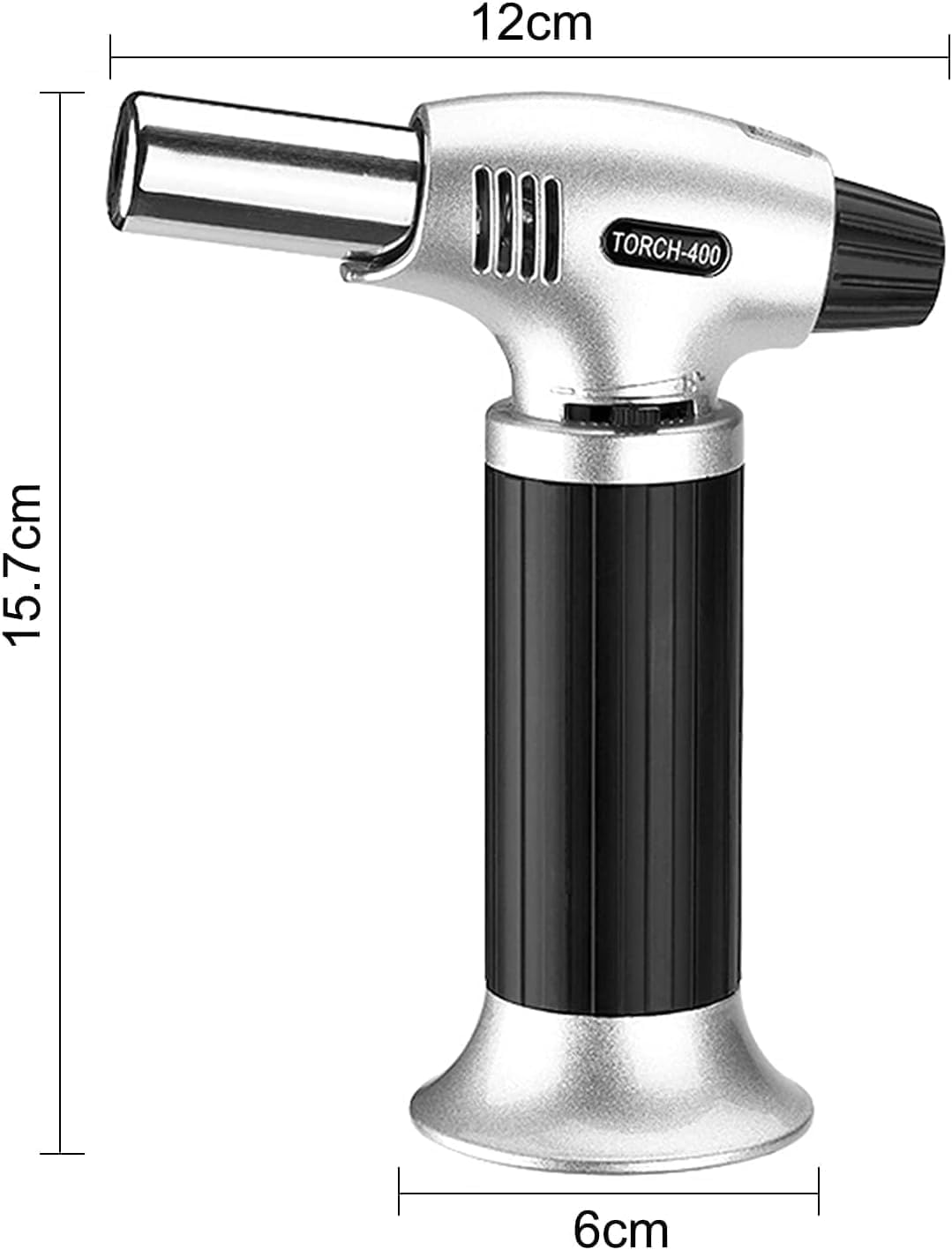 ibama butane torch, professional cooking torch culinary lighter butane refillable, adjustable flame, safety lock for baking, bbq, creme brulee, heat shrinking tubing（butane not included）