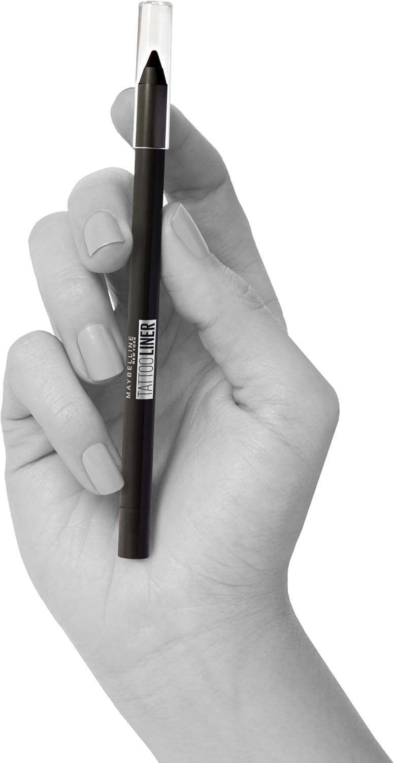 maybelline new york waterproof eyeliner, long lasting, intense colour, no smudging and no fading, tattoo gel liner, 900 deep onyx