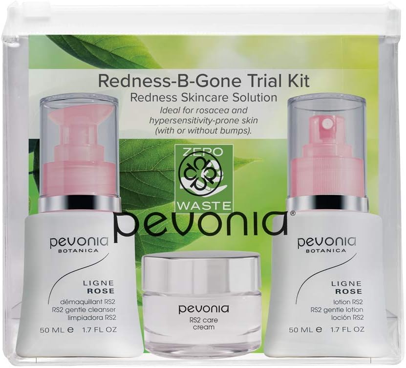 pevonia your skincare solution rosacea set: cleanser 50ml + lotion cream 20ml bag, 3pcs+1bag