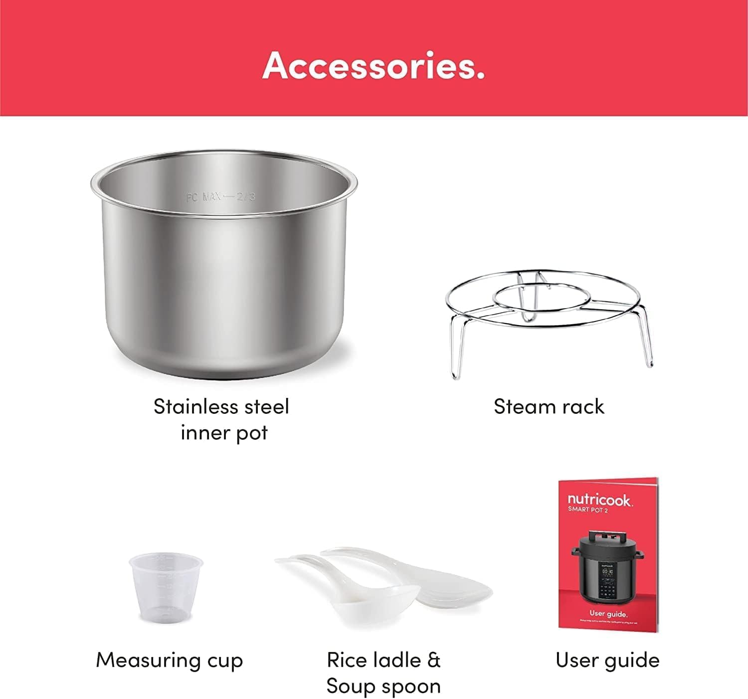 nutricook smart pot 2,6 liters,9 in 1 electric pressure cooker, slow cooker,rice cooker, steamer, sauté pot, yogurt maker & more, 12 smart programs with new smart lid"min 1 year manufacturer warranty"