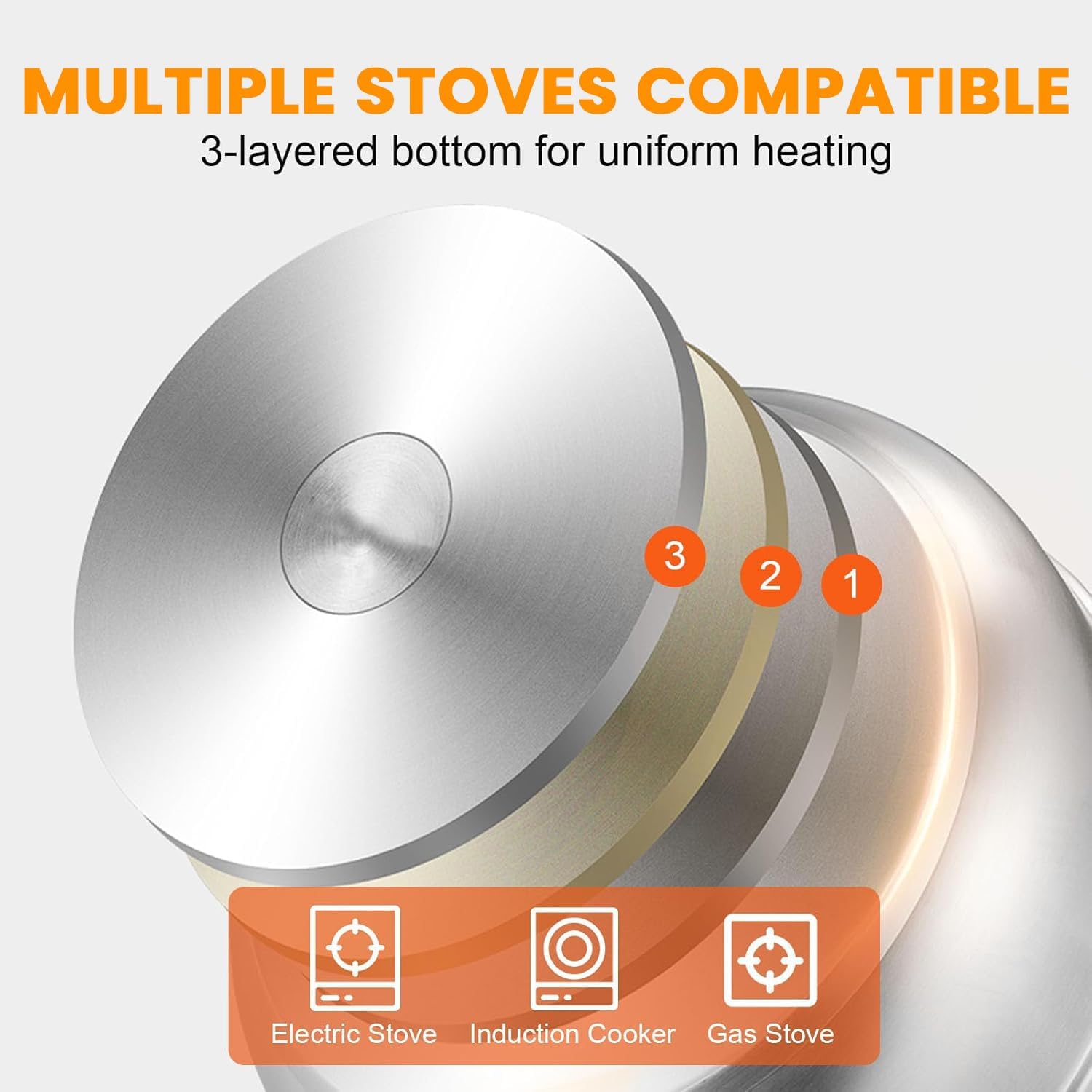 limitless 3 tier stainless steel steamer pot with handles & lid multi layer cooking pot steam, cooking, and steamer pot set for all cooking surfaces 900ml