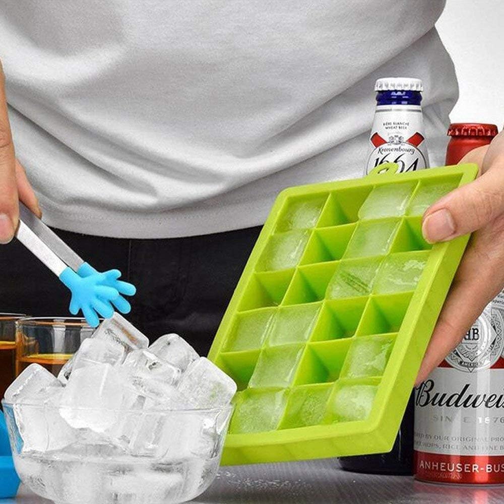masroo ice cube trays 3 pack, top1shop silicone ice tray with removable lid easy release flexible ice cube molds 24 cubes per tray for cocktail, whiskey, baby food, chocolate, bpa free